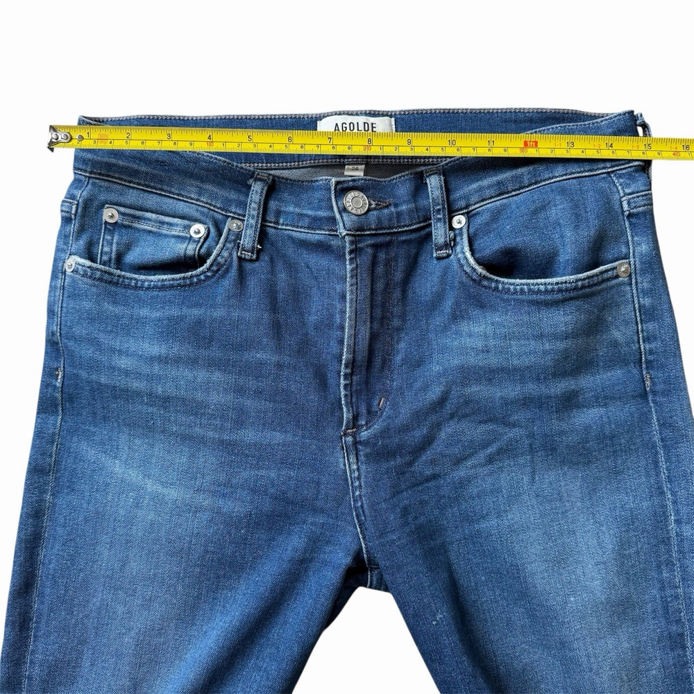 AGOLDE Sophie Ankle Crop Jeans Size 28 Raw Hem Medium Wash Blue Denim - Picture 5 of 7